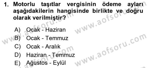 Vergi Usul Hukuku Dersi 2021 - 2022 Yılı (Final) Dönem Sonu Sınav Soruları 1. Soru