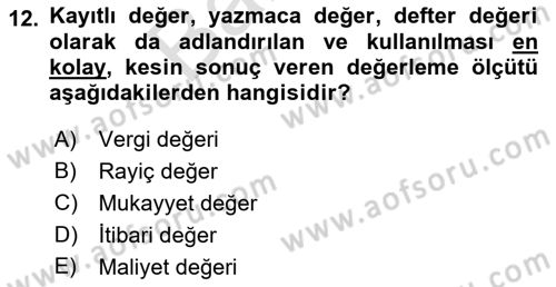 Vergi Usul Hukuku Dersi 2021 - 2022 Yılı (Final) Dönem Sonu Sınav Soruları 12. Soru