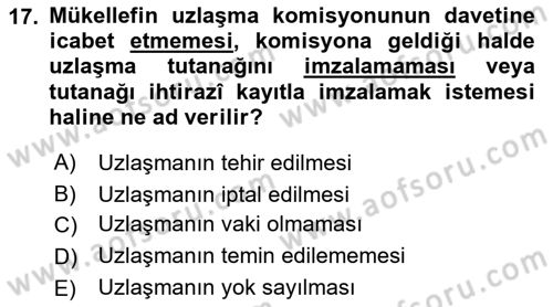 Vergi Usul Hukuku Dersi 2021 - 2022 Yılı (Final) Dönem Sonu Sınav Soruları 17. Soru