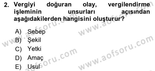 Vergi Usul Hukuku Dersi 2021 - 2022 Yılı (Final) Dönem Sonu Sınav Soruları 2. Soru