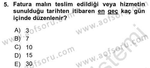 Vergi Usul Hukuku Dersi 2021 - 2022 Yılı (Final) Dönem Sonu Sınav Soruları 5. Soru