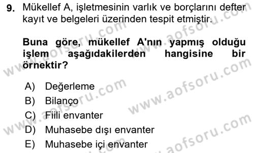 Vergi Usul Hukuku Dersi 2021 - 2022 Yılı (Final) Dönem Sonu Sınav Soruları 9. Soru