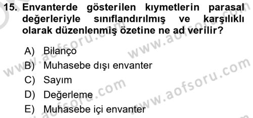 Vergi Usul Hukuku Dersi 2021 - 2022 Yılı Yaz Okulu Sınav Soruları 15. Soru