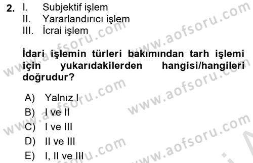 Vergi Usul Hukuku Dersi 2021 - 2022 Yılı Yaz Okulu Sınav Soruları 2. Soru