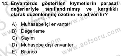 Vergi Usul Hukuku Dersi 2022 - 2023 Yılı Yaz Okulu Sınav Soruları 14. Soru