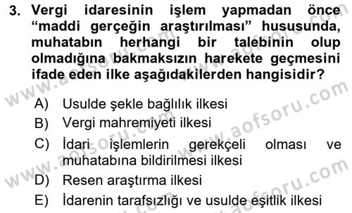 Vergi Usul Hukuku Dersi 2022 - 2023 Yılı Yaz Okulu Sınav Soruları 3. Soru