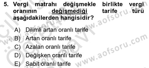 Vergi Usul Hukuku Dersi 2022 - 2023 Yılı Yaz Okulu Sınav Soruları 5. Soru