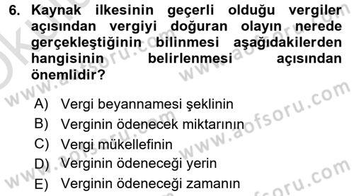 Vergi Usul Hukuku Dersi 2022 - 2023 Yılı Yaz Okulu Sınav Soruları 6. Soru