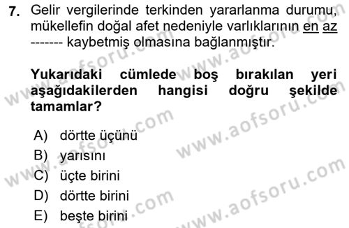 Vergi Usul Hukuku Dersi 2022 - 2023 Yılı Yaz Okulu Sınav Soruları 7. Soru