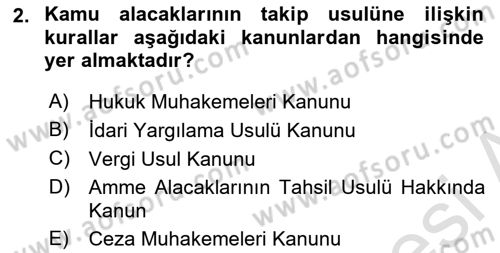 Vergi Usul Hukuku Dersi 2023 - 2024 Yılı (Vize) Ara Sınav Soruları 2. Soru