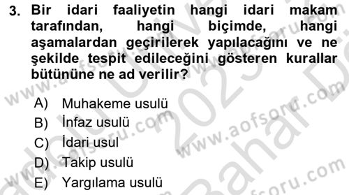 Vergi Usul Hukuku Dersi 2023 - 2024 Yılı (Vize) Ara Sınav Soruları 3. Soru