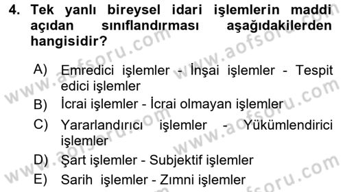 Vergi Usul Hukuku Dersi 2023 - 2024 Yılı (Vize) Ara Sınav Soruları 4. Soru