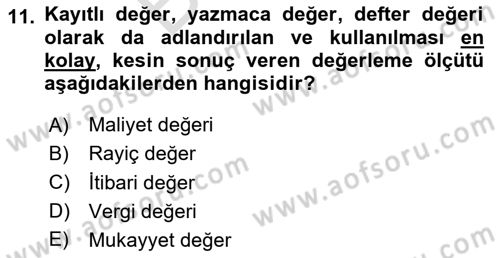 Vergi Usul Hukuku Dersi 2023 - 2024 Yılı (Final) Dönem Sonu Sınav Soruları 11. Soru