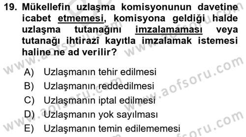 Vergi Usul Hukuku Dersi 2023 - 2024 Yılı (Final) Dönem Sonu Sınav Soruları 19. Soru