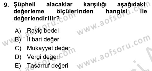 Vergi Usul Hukuku Dersi 2023 - 2024 Yılı (Final) Dönem Sonu Sınav Soruları 9. Soru