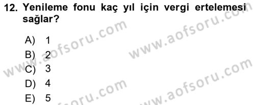 Vergi Usul Hukuku Dersi 2023 - 2024 Yılı Yaz Okulu Sınav Soruları 12. Soru