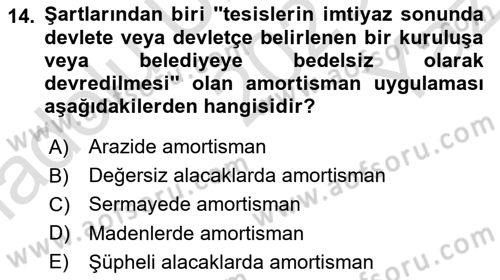 Vergi Usul Hukuku Dersi 2023 - 2024 Yılı Yaz Okulu Sınav Soruları 14. Soru