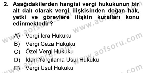 Vergi Usul Hukuku Dersi 2023 - 2024 Yılı Yaz Okulu Sınav Soruları 2. Soru