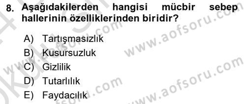 Vergi Usul Hukuku Dersi 2023 - 2024 Yılı Yaz Okulu Sınav Soruları 8. Soru