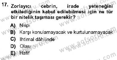 Ceza Hukukuna Giriş Dersi 2012 - 2013 Yılı (Vize) Ara Sınav Soruları 17. Soru