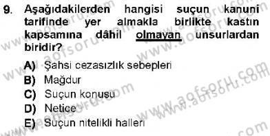 Ceza Hukukuna Giriş Dersi Ara Sınavı Deneme Sınav Soruları 9. Soru