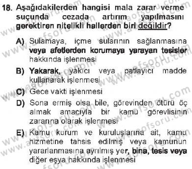 Ceza Hukukuna Giriş Dersi 2012 - 2013 Yılı Tek Ders Sınav Soruları 18. Soru