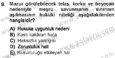 Ceza Hukukuna Giriş Dersi 2012 - 2013 Yılı Tek Ders Sınav Soruları 9. Soru