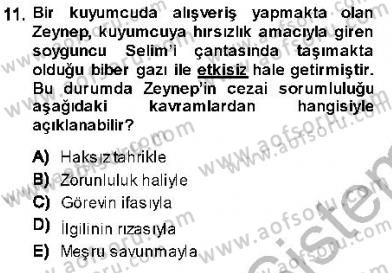 Ceza Hukukuna Giriş Dersi 2013 - 2014 Yılı (Vize) Ara Sınav Soruları 11. Soru