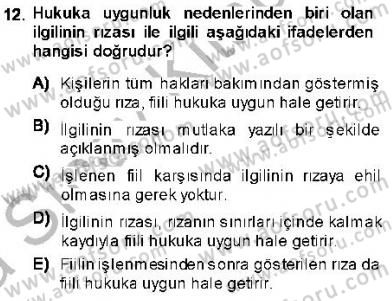 Ceza Hukukuna Giriş Dersi Ara Sınavı Deneme Sınav Soruları 12. Soru