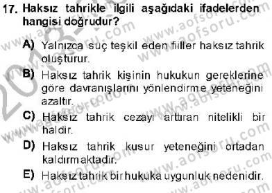Ceza Hukukuna Giriş Dersi Ara Sınavı Deneme Sınav Soruları 17. Soru