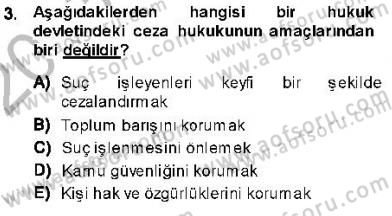 Ceza Hukukuna Giriş Dersi Ara Sınavı Deneme Sınav Soruları 3. Soru