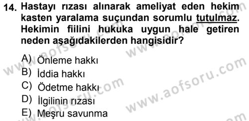 Ceza Hukukuna Giriş Dersi 2014 - 2015 Yılı (Vize) Ara Sınav Soruları 14. Soru
