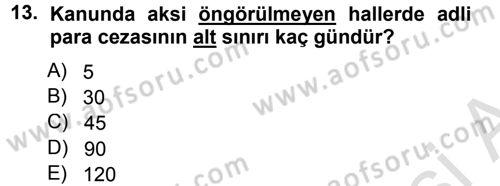 Ceza Hukukuna Giriş Dersi 2014 - 2015 Yılı Tek Ders Sınav Soruları 13. Soru