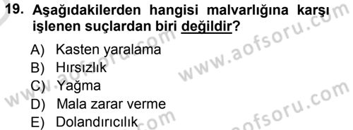 Ceza Hukukuna Giriş Dersi 2014 - 2015 Yılı Tek Ders Sınav Soruları 19. Soru