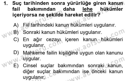 Ceza Hukukuna Giriş Dersi 2015 - 2016 Yılı (Vize) Ara Sınav Soruları 1. Soru