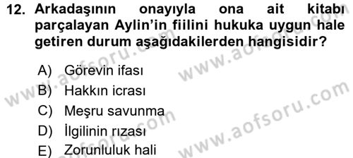 Ceza Hukukuna Giriş Dersi Ara Sınavı Deneme Sınav Soruları 12. Soru
