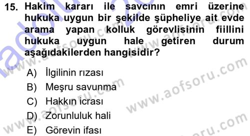 Ceza Hukukuna Giriş Dersi 2015 - 2016 Yılı (Vize) Ara Sınav Soruları 15. Soru