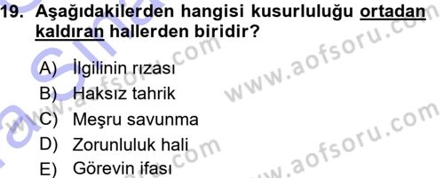 Ceza Hukukuna Giriş Dersi Ara Sınavı Deneme Sınav Soruları 19. Soru