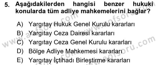 Ceza Hukukuna Giriş Dersi 2015 - 2016 Yılı (Vize) Ara Sınav Soruları 5. Soru