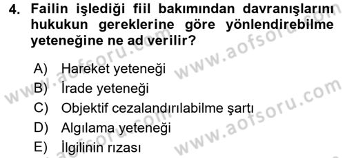 Ceza Hukukuna Giriş Dersi 2015 - 2016 Yılı Tek Ders Sınav Soruları 4. Soru