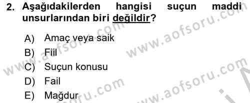 Ceza Hukukuna Giriş Dersi 2016 - 2017 Yılı 3 Ders Sınav Soruları 2. Soru