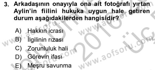Ceza Hukukuna Giriş Dersi 2016 - 2017 Yılı 3 Ders Sınav Soruları 3. Soru