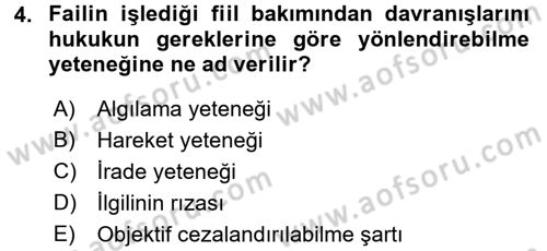 Ceza Hukukuna Giriş Dersi 2016 - 2017 Yılı 3 Ders Sınav Soruları 4. Soru