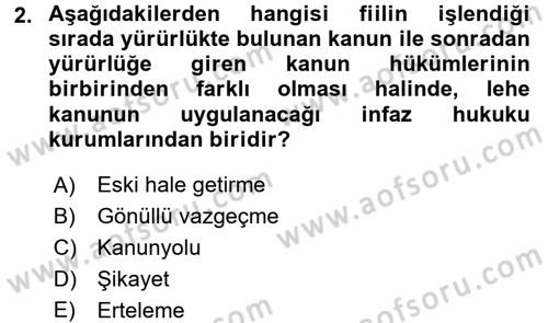 Ceza Hukukuna Giriş Dersi Ara Sınavı Deneme Sınav Soruları 2. Soru