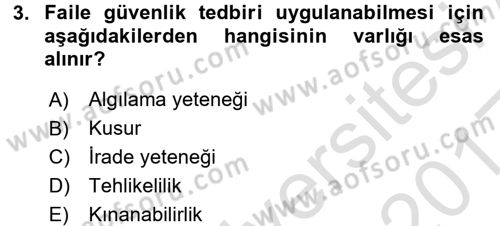 Ceza Hukukuna Giriş Dersi 2016 - 2017 Yılı (Vize) Ara Sınav Soruları 3. Soru