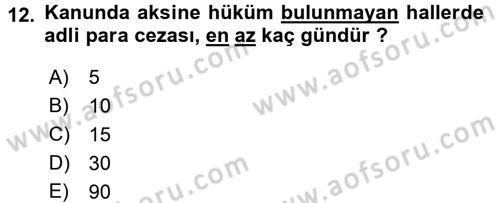 Ceza Hukukuna Giriş Dersi 2016 - 2017 Yılı (Final) Dönem Sonu Sınav Soruları 12. Soru
