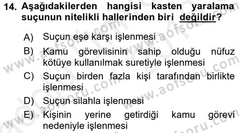 Ceza Hukukuna Giriş Dersi 2017 - 2018 Yılı 3 Ders Sınav Soruları 14. Soru