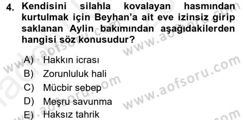 Ceza Hukukuna Giriş Dersi 2017 - 2018 Yılı 3 Ders Sınav Soruları 4. Soru