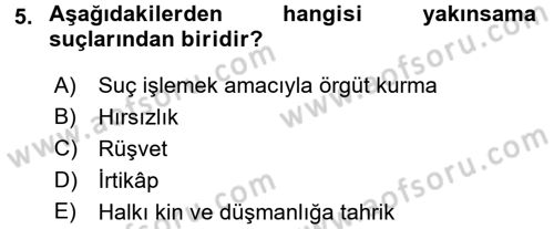Ceza Hukukuna Giriş Dersi 2017 - 2018 Yılı 3 Ders Sınav Soruları 5. Soru