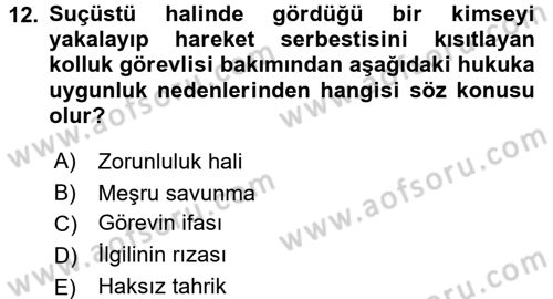 Ceza Hukukuna Giriş Dersi 2017 - 2018 Yılı (Vize) Ara Sınav Soruları 12. Soru